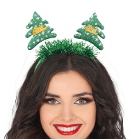 Diadema de árbol de Navidad con estrellas