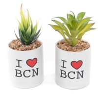 Planta artificial con macetero I love BCN surtida de 8,2 x 9 cm
