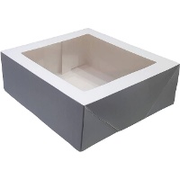 Caja de 20 x 20 x 9,5 cm para tarta blanca con ventana superior