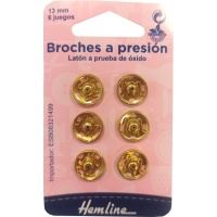 Botones a presión de 1,3 cm dorados - Hemline - 6 pares