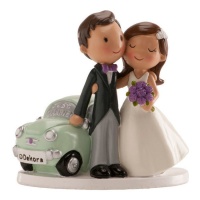 Figura para tarta de boda de novios con coche de 12 cm - Dekora