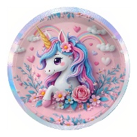 Platos de Unicornio rosa encantador de 23 cm - 6 unidades