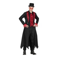 Disfraz de vampiro elegante negro y rojo para hombre