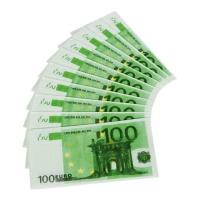Servilletas de billetes de 100 Euros de 33 cm - 10 unidades