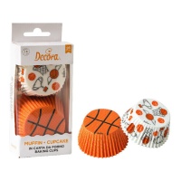 Cápsulas para cupcakes de baloncesto - Decora - 36 unidades