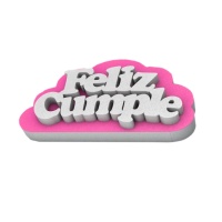 Figura de corcho Feliz cumple con nube rosa de 22 x 40 cm