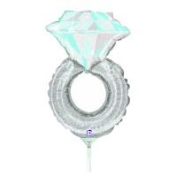 Globo de anillo de diamante azul de 22 x 31 cm - 10 unidades - Grabo