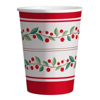 Vasos de Navidad con muérdago de 270 ml - 6 unidades