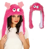 Gorro de monstruo rosa con movimiento