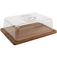 Quesera de acacia rectangular