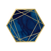 Platos hexagonales de Navy and Gold de 29 cm - 8 unidades