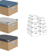 Caja rectangular kraft con tapa de colores - DCasa - 6 unidades