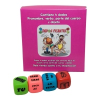 Juego de 4 Dados picantes de pronombre, verbo, parte del cuerpo y lugar