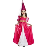 Disfraz de princesa medieval rosa con velo para niña