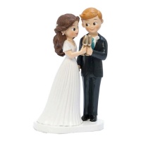 Figura para tarta de boda de brindis con novio rubio de 11,8 x 19,5 cm