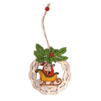 Colgante de Papá Noel en trineo de madera de 12 cm