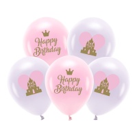 Globos de látex de Princesas de 33 cm - 5 unidades