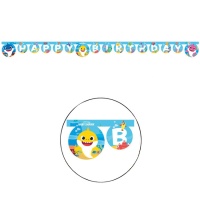 Guirnalda de Baby Shark Paper de Happy Birthday - 2 m