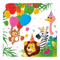 Servilletas de Animales selva party de 16,5 x 16,5 cm - 20 unidades