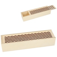 Estuche de madera de zig-zag de 24 x 6,5 x 4,5 cm