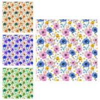 Tela de algodón flores coloridas Hellen - Indigo