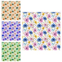 Tela de algodón flores coloridas Hellen - Indigo