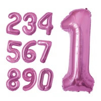 Globo de número rosa fucsia metalizado de 1 m - 1 unidad