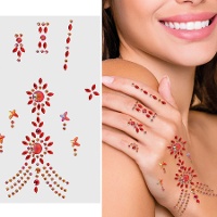 Joyas adhesivas para la mano de brillantes rojos