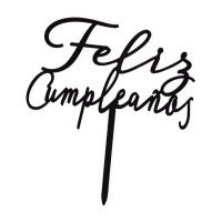 Topper para tarta de Feliz Cumpleaños negro informal