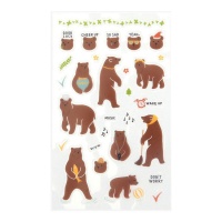 Pegatinas de oso con formas y diseños surtidos - Dailylike - 1 lámina