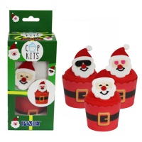 Set decorativo para cupcakes de Emojis de Papá Noel - PME - 6 unidades