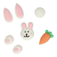 Figuras de azúcar de conejos y zanahorias - FunCakes - 14 unidades