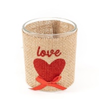 Portavelas de cristal vaso decorado Love 7,7 x 7 cm