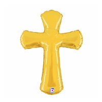 Globo silueta de cruz lisa dorada de 112 cm - Grabo