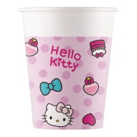 Vasos de Hello Kitty con topos de 200 ml - 8 unidades