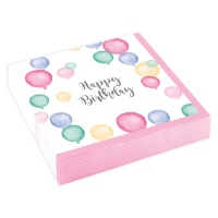 Servilletas de Happy Birthday con globos de 12,5 x 12,5 - 20 unidades