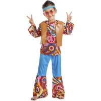 Disfraz de hippie con estampado alegre para niño