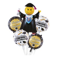 Bouquet de Felicidades Graduado Smiley - 5 unidades