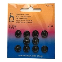Botones de presión de 1,1 cm negro - Pony - 10 pares