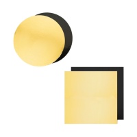 Base para pastelito de 15 x 15 x 0,3 cm dorada y negra - Pastkolor - 1 unidad