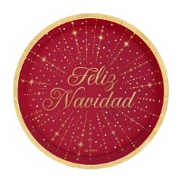 Platos de 23 cm de Estrella Feliz Navidad - 6 unidades
