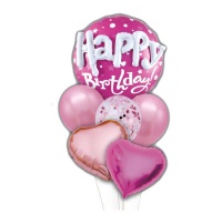 Bouquet de Happy Birthday con letras en relieve - 6 unidades