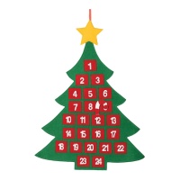 Calendario de adviento de árbol de Navidad con bolsillos de 69 x 53 cm