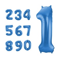 Globo de número azul mate de 86 cm - Folat