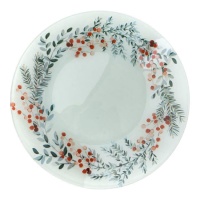 Plato de acebo y bayas rojas de 25,5 cm - DCasa