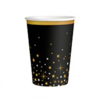 Vasos de 270 ml negros con estrellas - 6 unidades