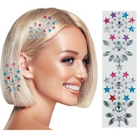 Joyas adhesivas para el pelo de brillantes y estrellas