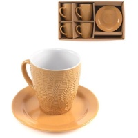 Taza de café de 220 ml hojas mostaza - 4 servicios