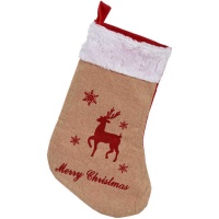 Calcetín de Merry Christmas con reno de 40 cm
