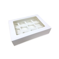 Caja para 12 mini cupcakes blanca de 24 x 16 x 7 cm - Sweetkolor